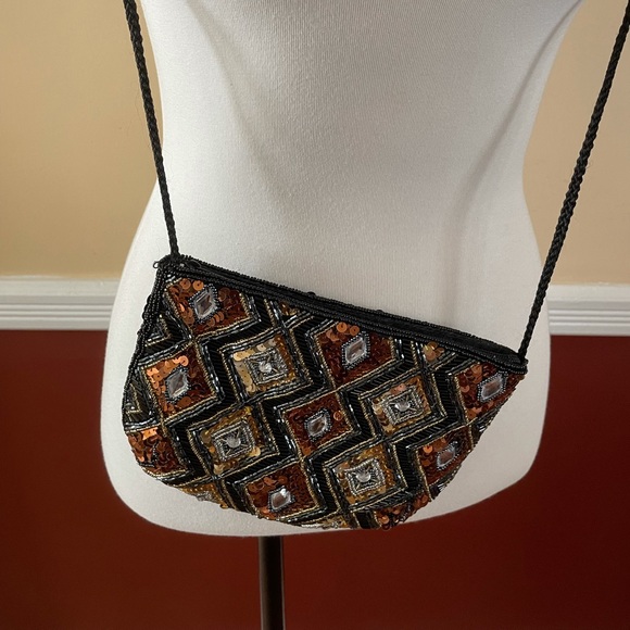 Vintage Harlequin design crossbody bag